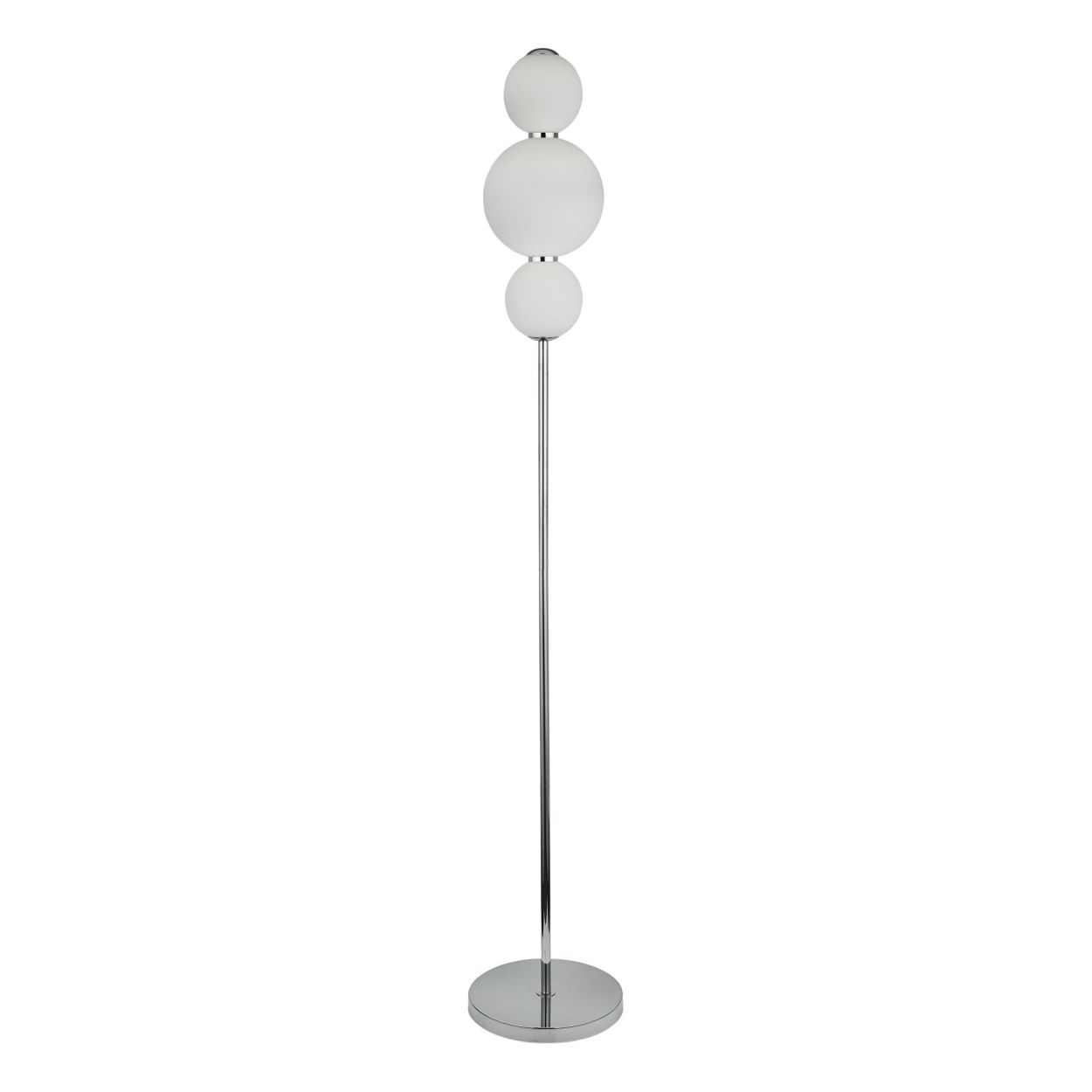 Searchlight Snowball 3Lt Vloerlamp Chroom Metaal & Opal Glas