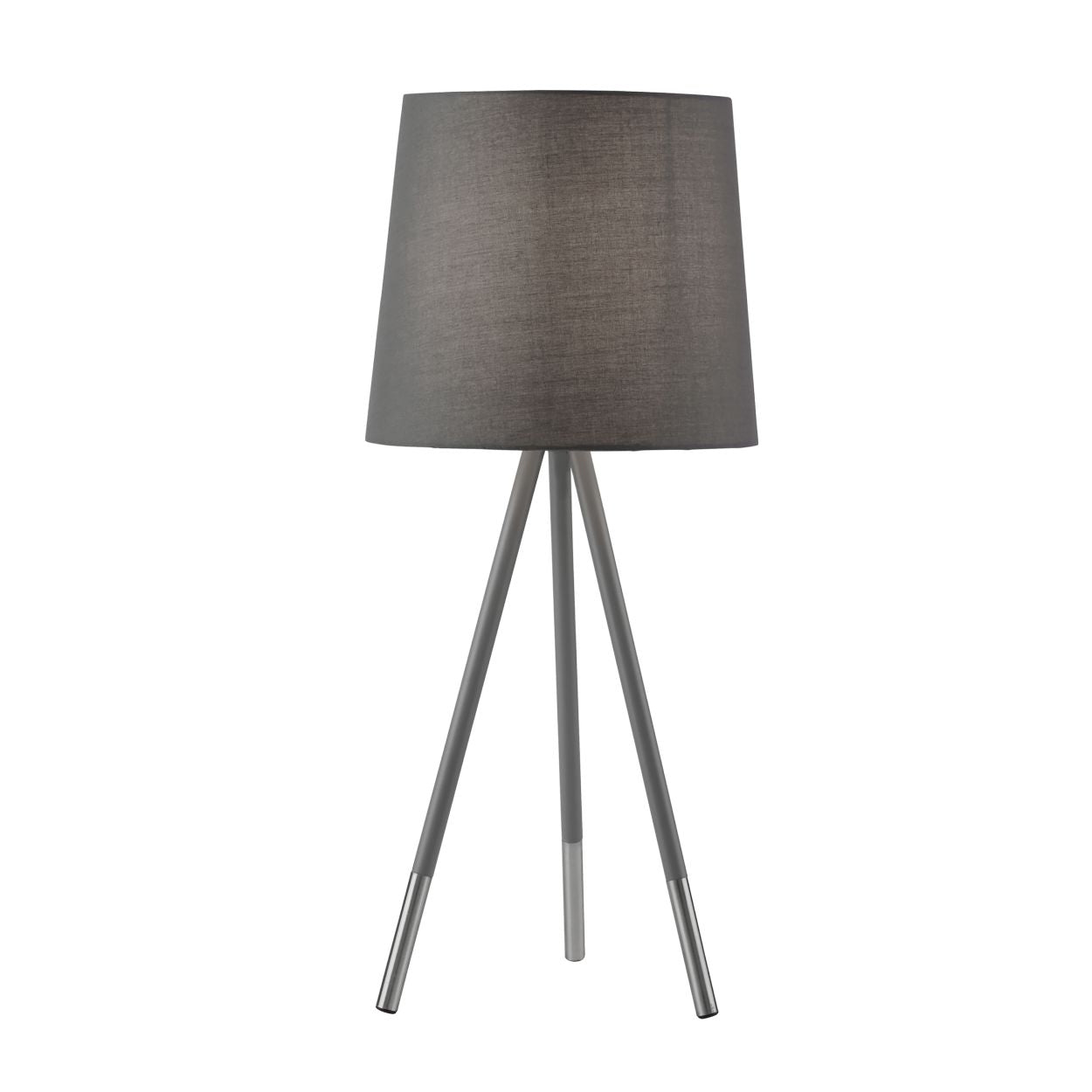 Searchlight Rio Tafellamp Satin Zilver & Grijs Metaal & Grijs Stof