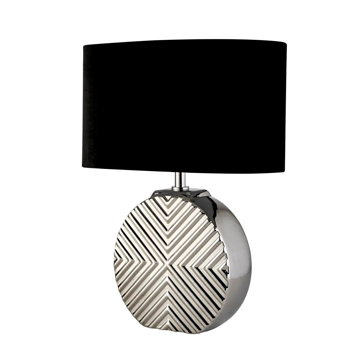 Searchlight Regen Tafellamp Chroom Ceramic with Zwart Stof Lampenkap