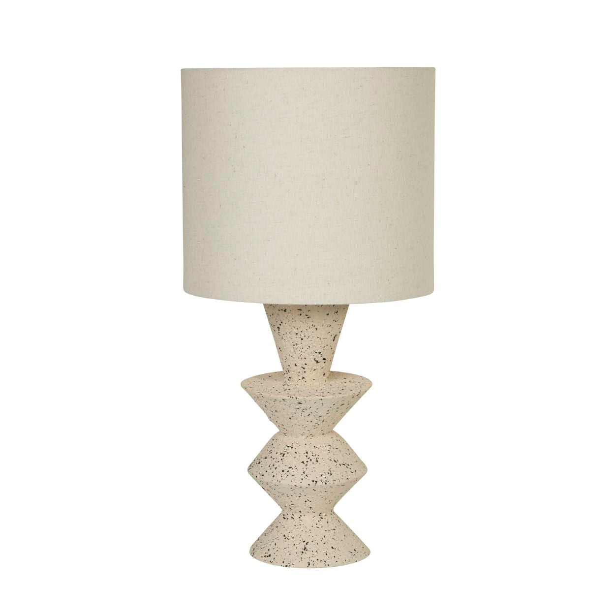 Searchlight Malacca Tafellamp Stoneware & Wit Stof Lampenkap