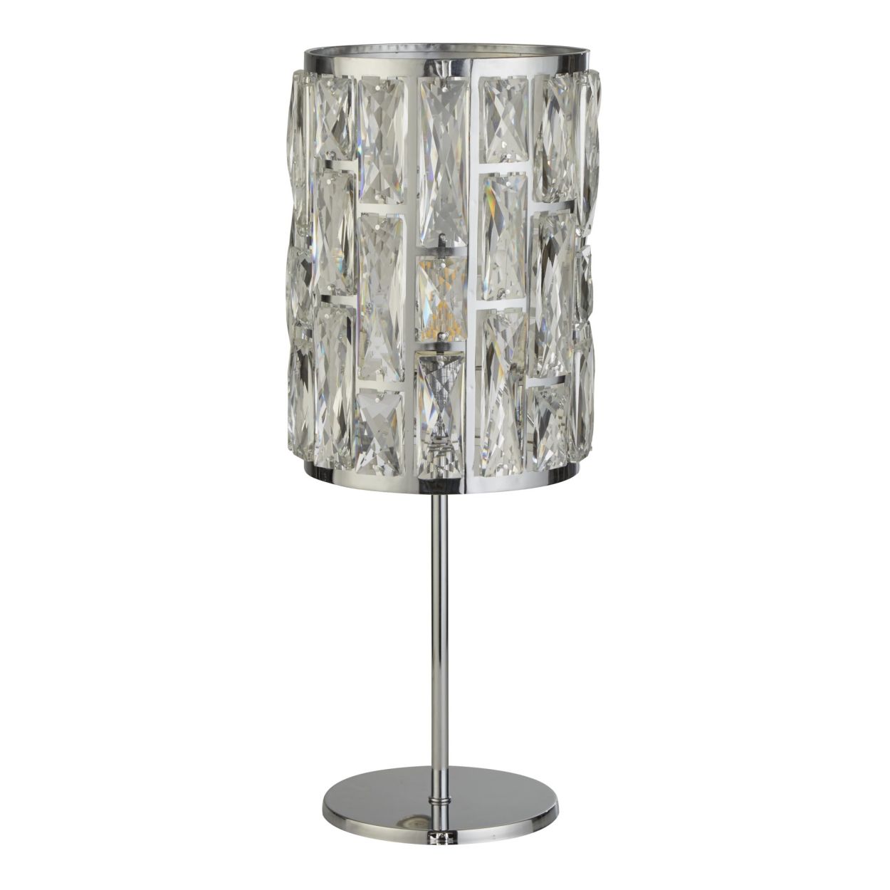 Searchlight Bijou Tafellamp Chroom Metaal & Kristal Glas