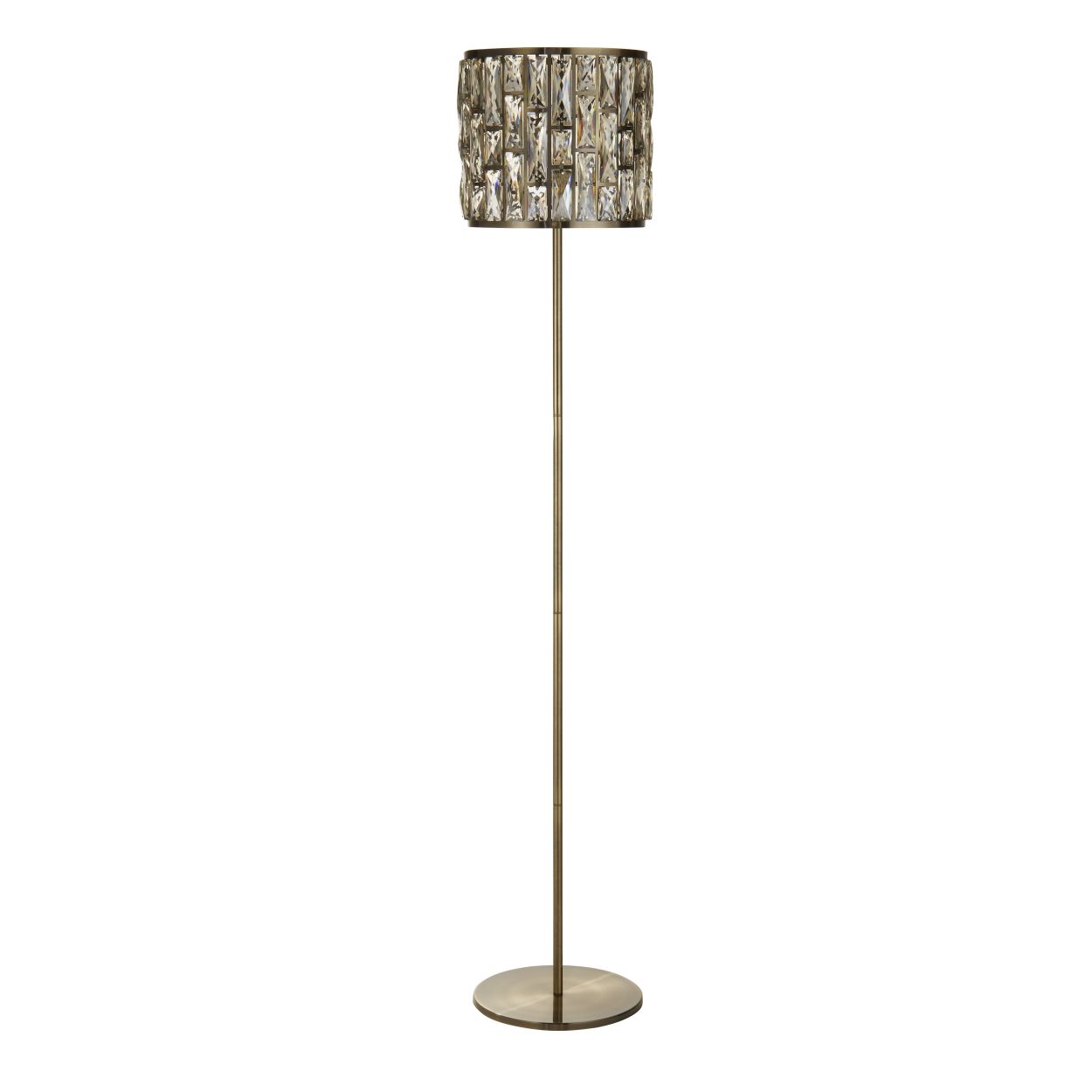 Searchlight Bijou Vloerlamp Antique Messing Metaal & Champagne Glas