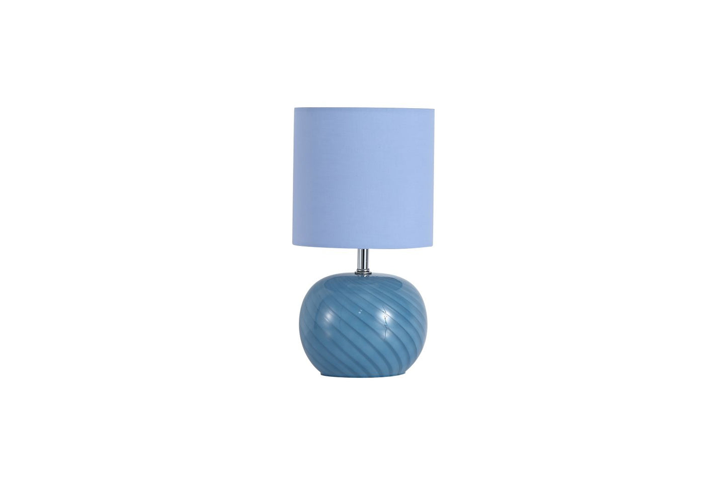 Searchlight Fete 1Lt Tafellamp, Blauw Glas with Linnen Lampenkap
