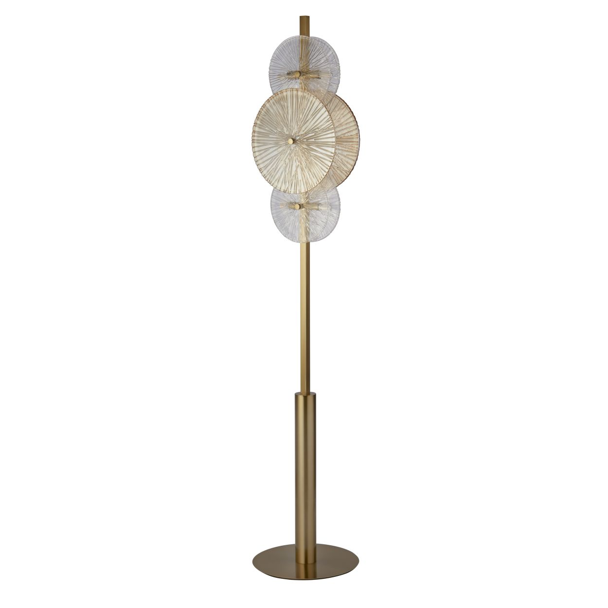Searchlight Wagon Wheel 6Lt Vloerlamp Brons Metaal, Helder, Amber Glas