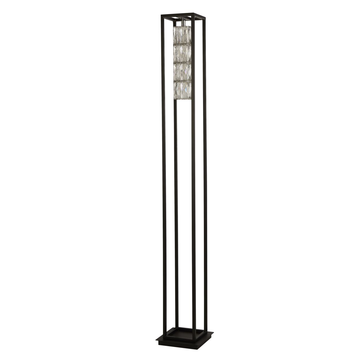 Searchlight Elevator Vloerlamp Mat Zwart Frame & Kristal Centre
