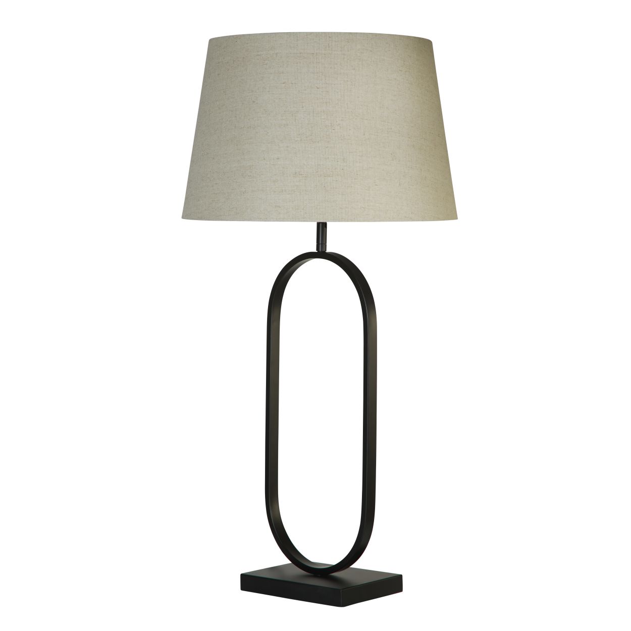 Searchlight Modish Tafellamp Mat Zwart Metaal With Naturel Lampenkap