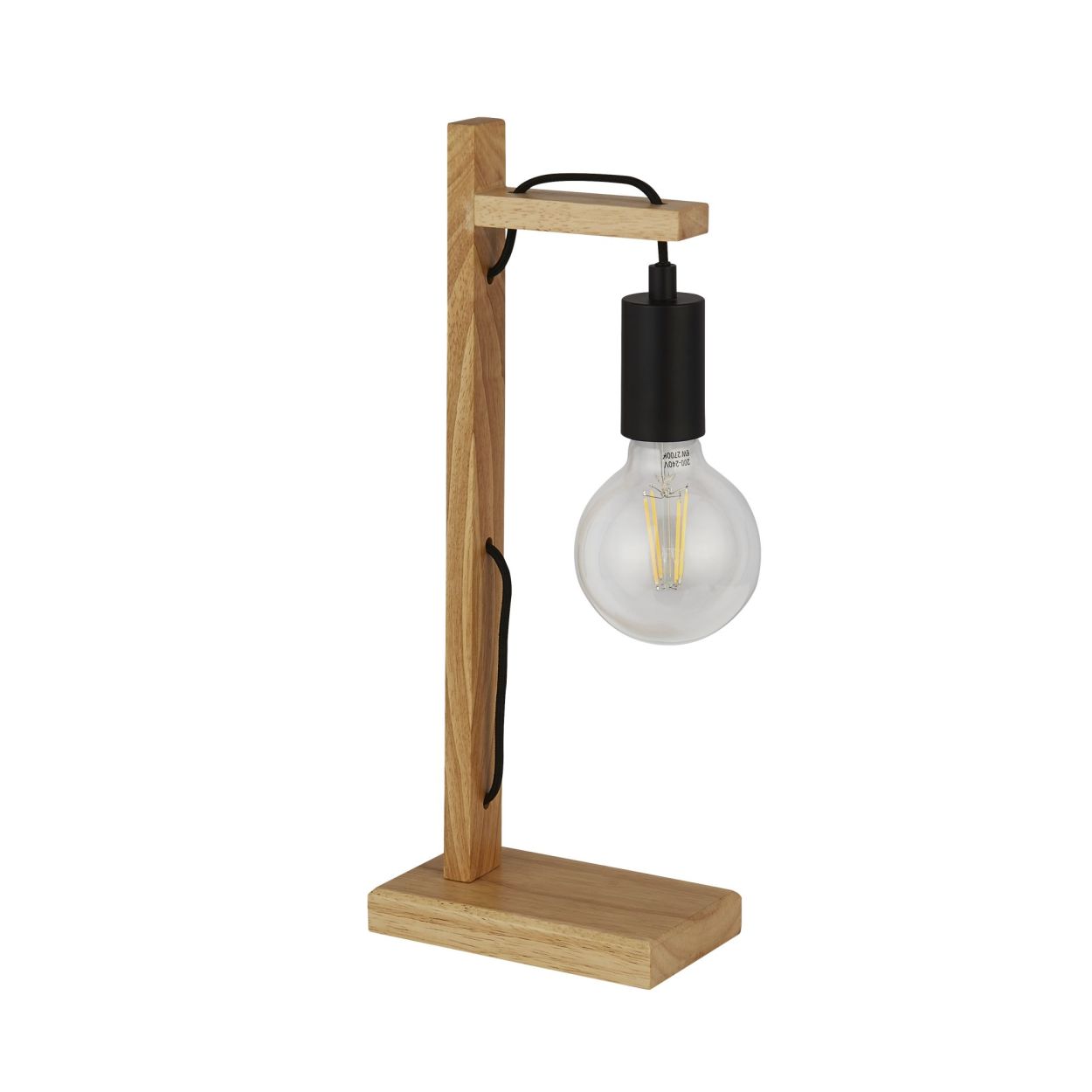 Searchlight Woody Tafellamp Naturel Hout & Zwart Metaal