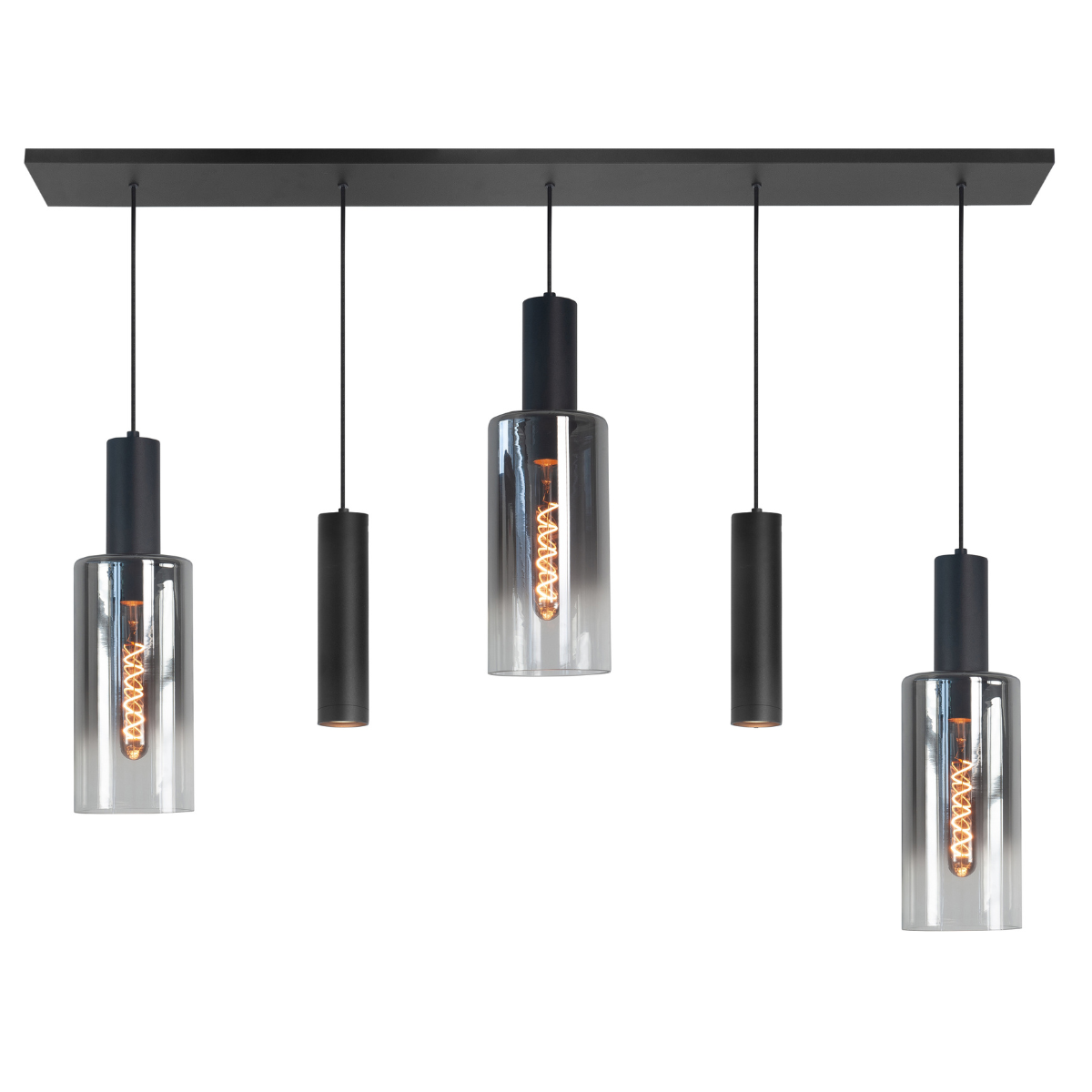 Highlight Hanglamp Perugia Zwart met Glas 5L