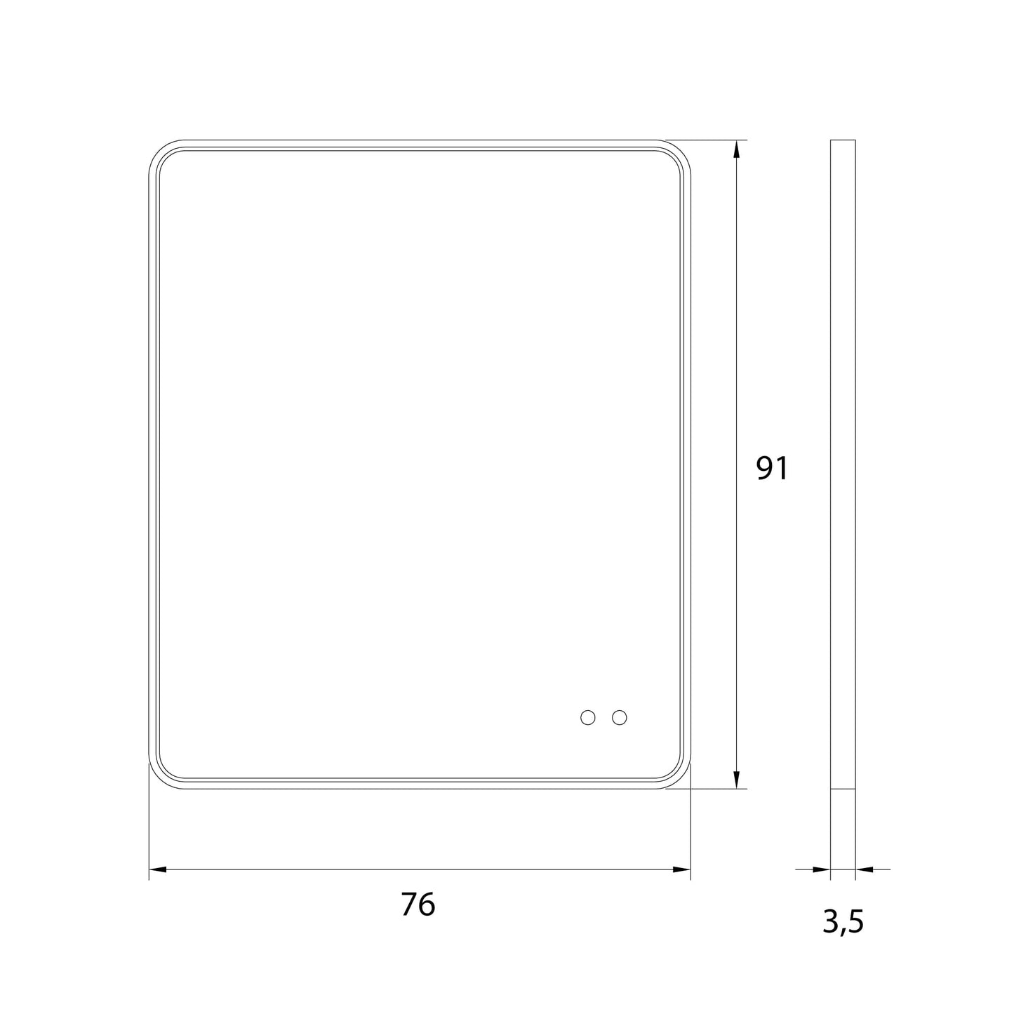Maxlight W0384 Mirror Rechthoekig 76X91Cm Zwart Spiegel