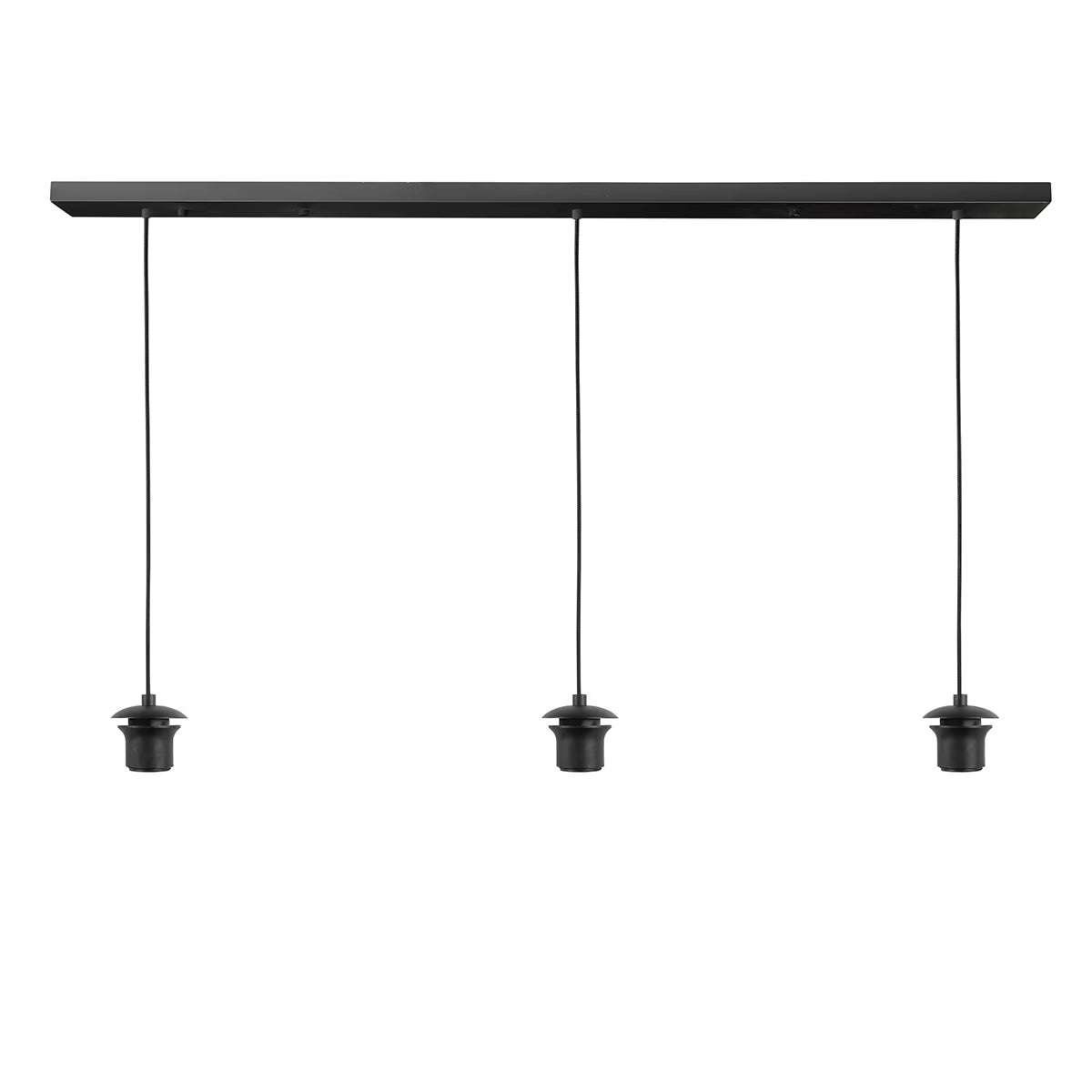 Highlight Plafondplaat Zwart met 3 pendels voor glas 120 x 9,5cm