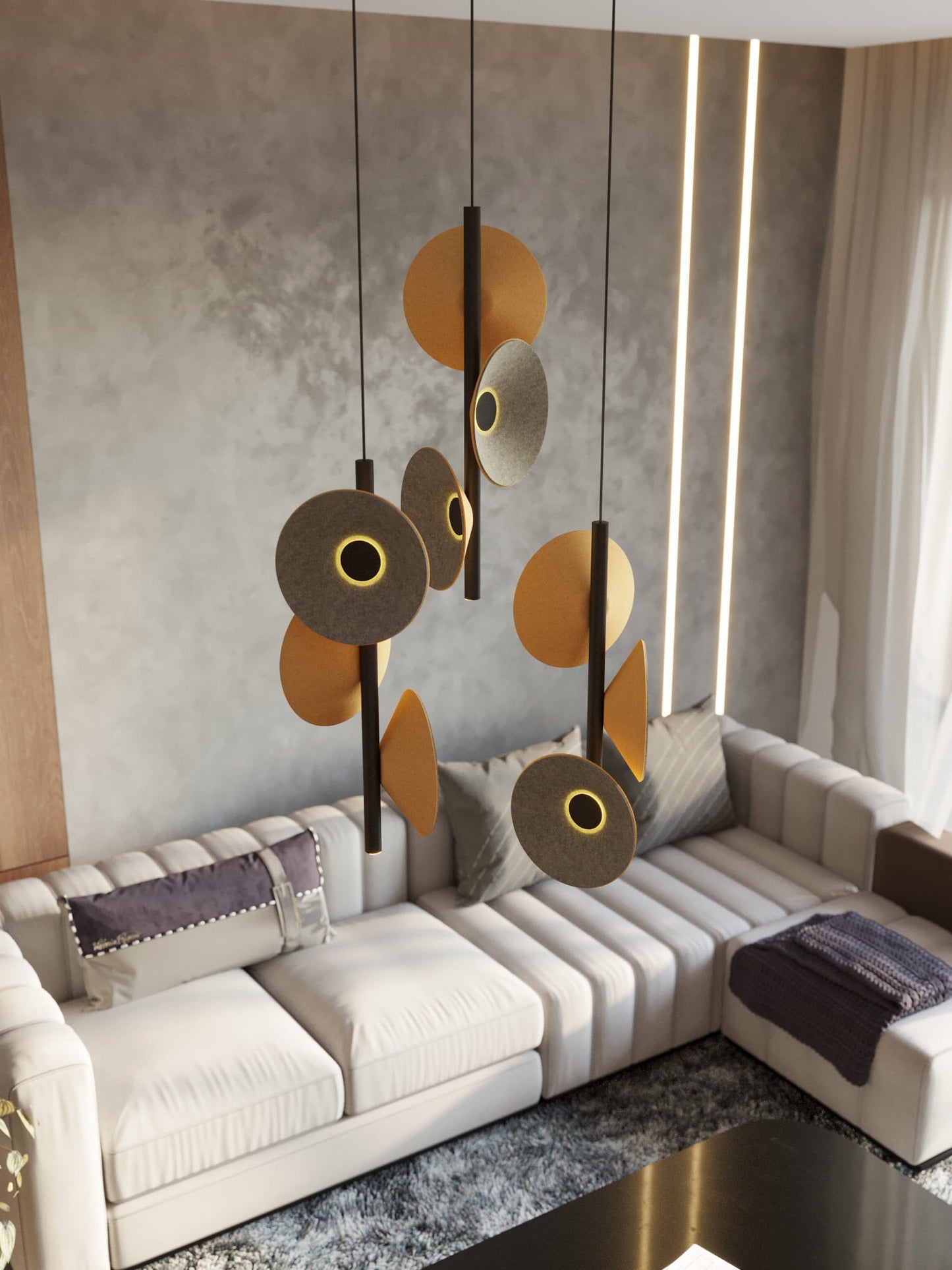 Maxlight P0564 Hanglamp Puro Aarde Geel&Grijs