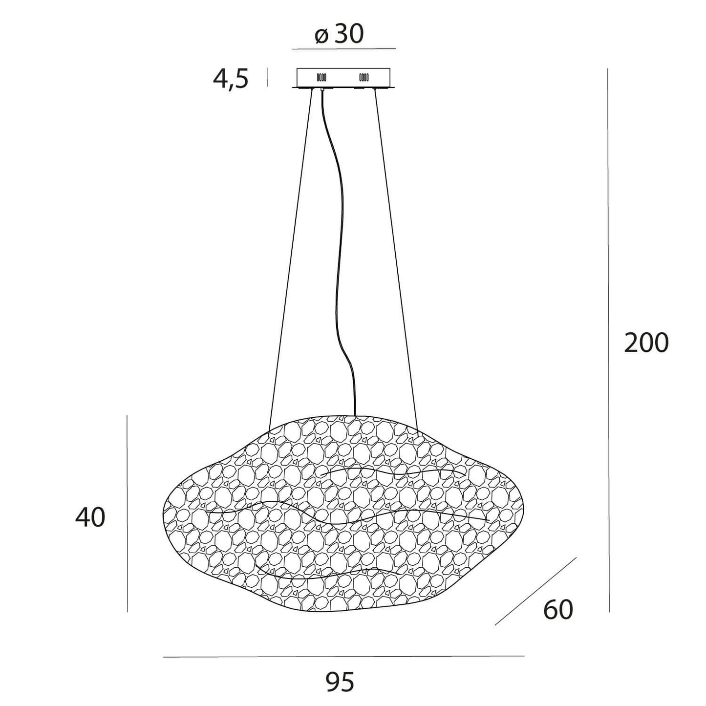 Maxlight P0525D Hanglamp Stardust Zwart