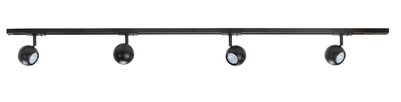 Complete set Trackverlichting Basic Bol 1,5 meter Zwart incl. 4 spots