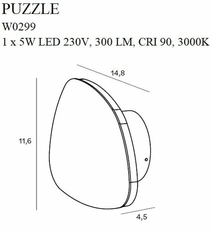 Wandlamp Puzzle Small Wit