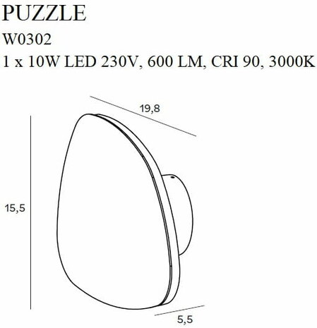 Wandlamp Puzzle Large Zwart