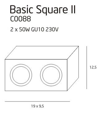 Opbouwspot Basic Square Duo 2xGU10 Zwart