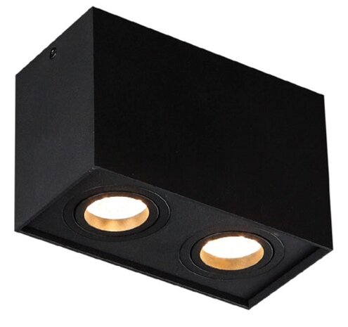 Opbouwspot Basic Square Duo 2xGU10 Zwart