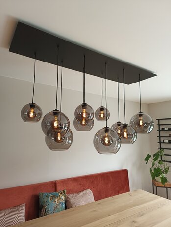 Hanglamp Bowl Model 8 Zwart Smoke | NIEUW GLAS |