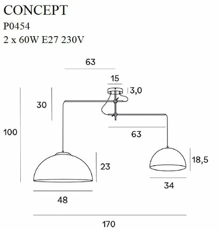 Hanglamp Concept Goud 2 x E27