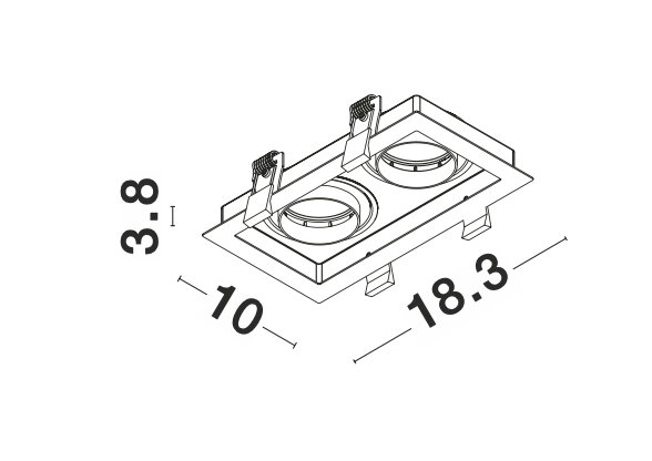 Inbouwspot Cedi Dubbel GU10 Zwart/Wit
