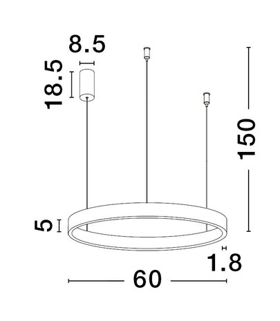 Hanglamp Elowen Up/Down 60cm Zilver 3000K Dimbaar