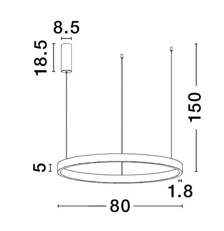 Hanglamp Elowen Up/Down 80cm Zilver 3000K Dimbaar
