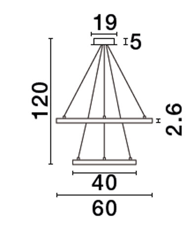 Hanglamp Empatia 60/40 Zwart 3000K Dimbaar