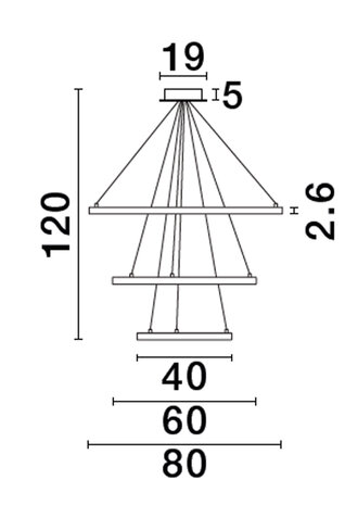 Hanglamp Empatia 80/60/40 Zwart 3000K Dimbaar