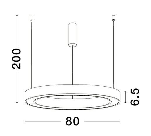 Hanglamp Sting 80cm Zwart 3000K Dimbaar