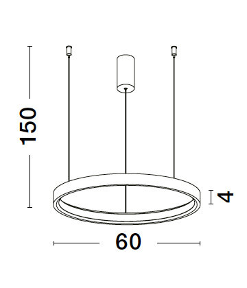 Hanglamp Perrine 60cm Zwart 3000K Dimbaar