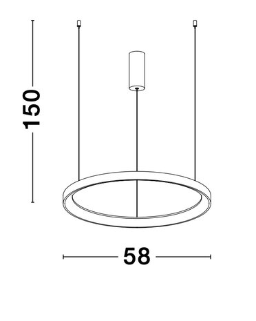 Hanglamp Pertino 60cm Zwart 2700K Dimbaar