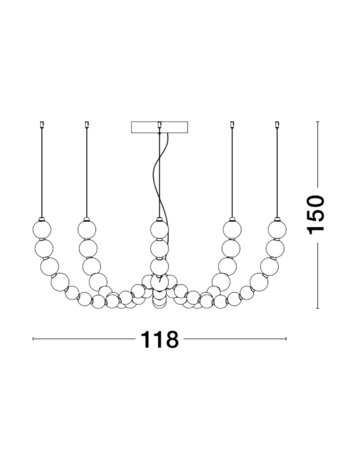 Hanglamp Perla 118cm Goud 3000K Dimbaar