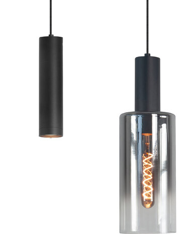 Hanglamp Perugia 7 + Glas Recht Zwart