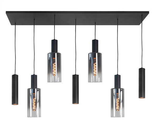 Hanglamp Perugia 7 + Glas Recht Zwart