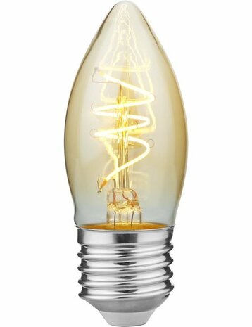LED E27 Slim Kaars Amber Curled 4,2 Watt Dimbaar