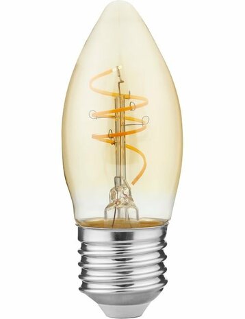 LED E27 Slim Kaars Amber Curled 4,2 Watt Dimbaar