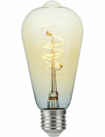 LED E27 Slim ST64 Amber Curled 4,2 Watt Dimbaar