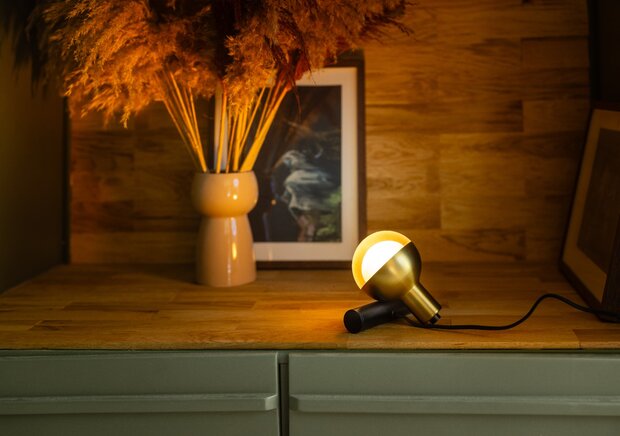 Tafellamp/Wandlamp Drop Zwart/Messing