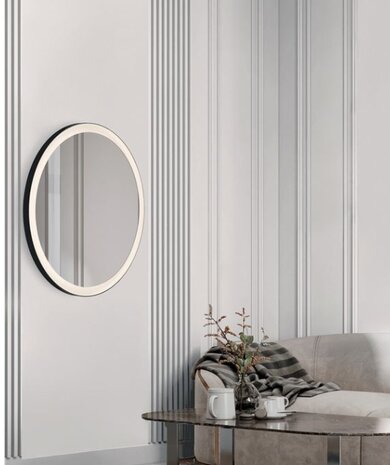 Badkamerspiegel Ural Zwart 80cm Rond anti-condens