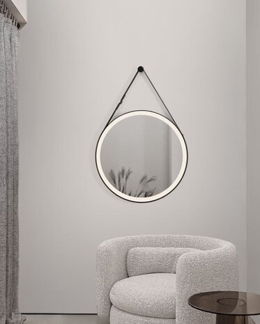 Badkamerspiegel Rems Zwart 64cm Rond anti-condens