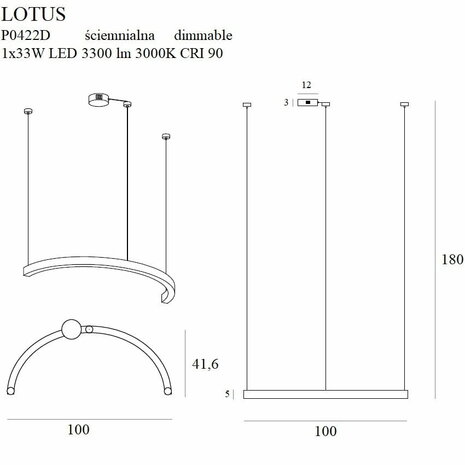 Hanglamp Lotus 1 Goud