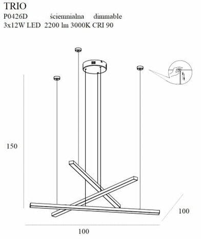 Hanglamp Trio 3 Goud