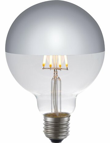 LED E27 Fila Globe Top Mirror G95x135 230V 350Lm 4W 825 AC Silver Dim