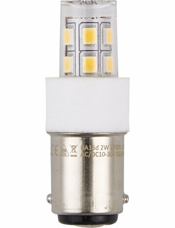 LED Ba15d Tube T17x47 10-30V 190Lm 2W 827 AC/DC Clear Non-Dim