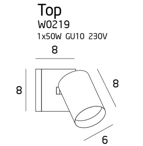 MAXLIGHT W0219 Wandlamp TOP1 Zwart