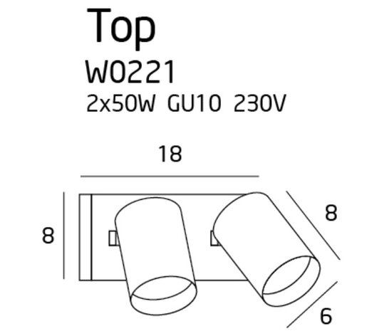 MAXLIGHT W0221 Wandlamp TOP2 Zwart