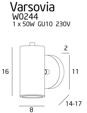MAXLIGHT W0244 Wandlamp VARSOVIA Kort