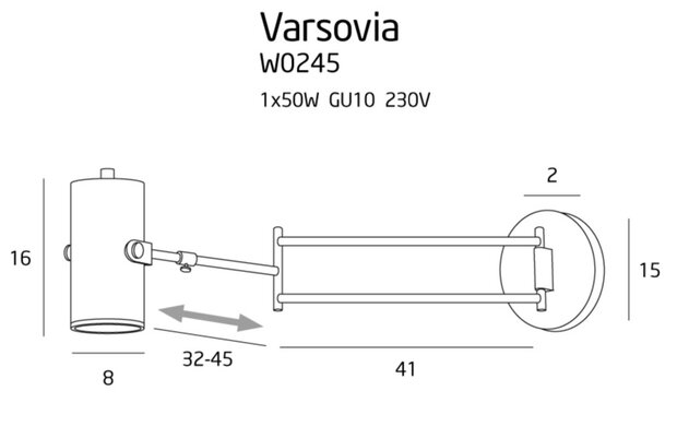 MAXLIGHT W0245 Wandlamp VARSOVIA Lang