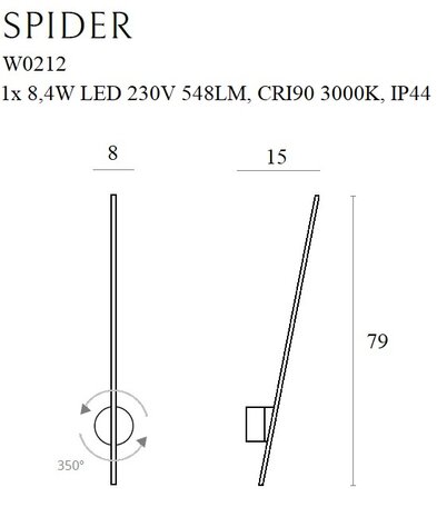MAXLIGHT W0212 Wandlamp SPIDER Wit IP44