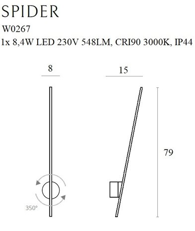 MAXLIGHT W0267 Wandlamp SPIDER Zwart IP44